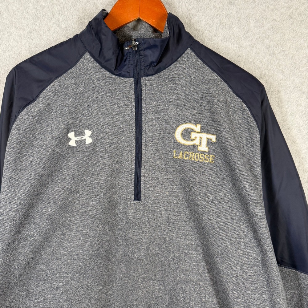 Under Armour Pullover Mens XL Gray Georgia Tech Lacrosse ColdGear 1/4 Zip